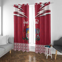 Personalized Latvia Window Curtain Latvijas Republika Folk Pattern
