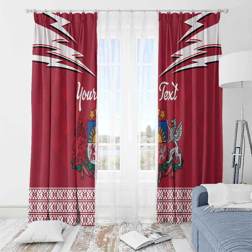 Personalized Latvia Window Curtain Latvijas Republika Folk Pattern