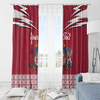 Personalized Latvia Window Curtain Latvijas Republika Folk Pattern