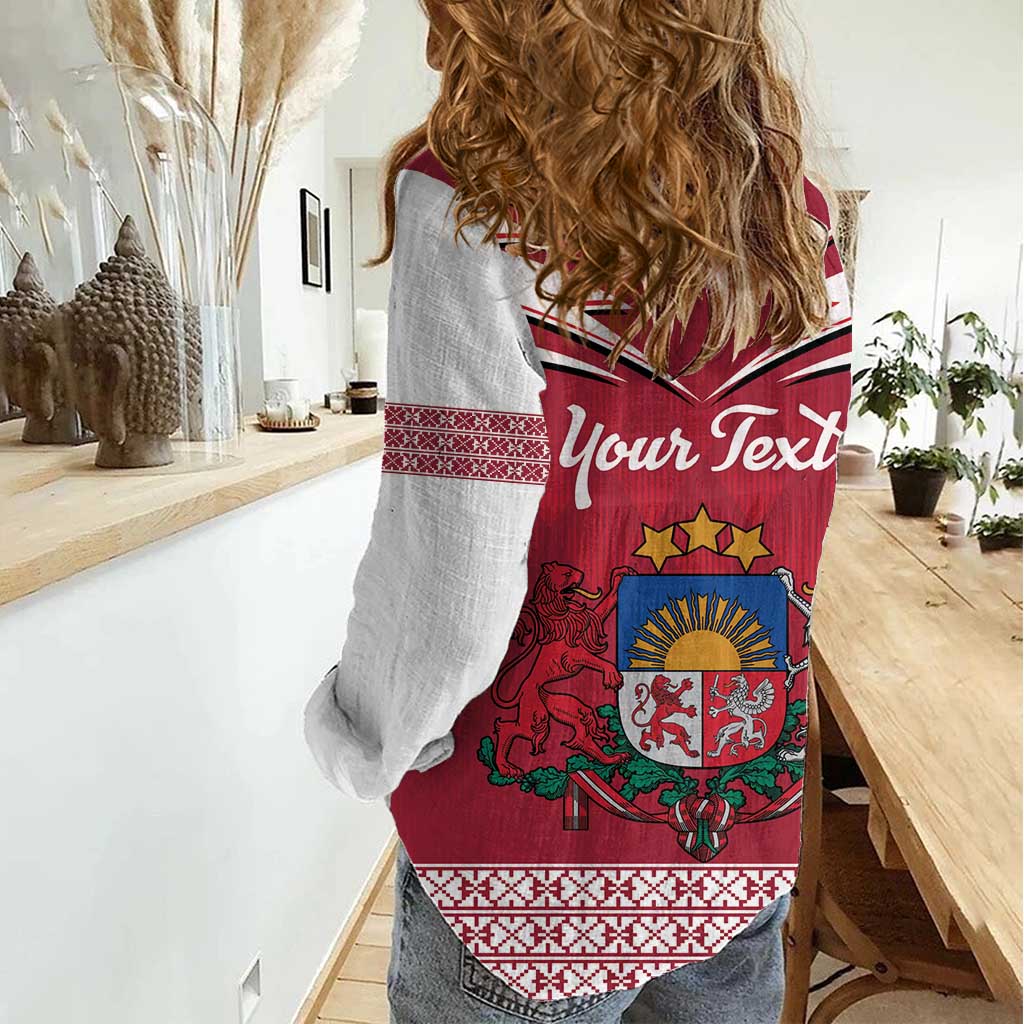 Personalized Latvia Women Casual Shirt Latvijas Republika Folk Pattern