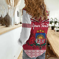 Personalized Latvia Women Casual Shirt Latvijas Republika Folk Pattern