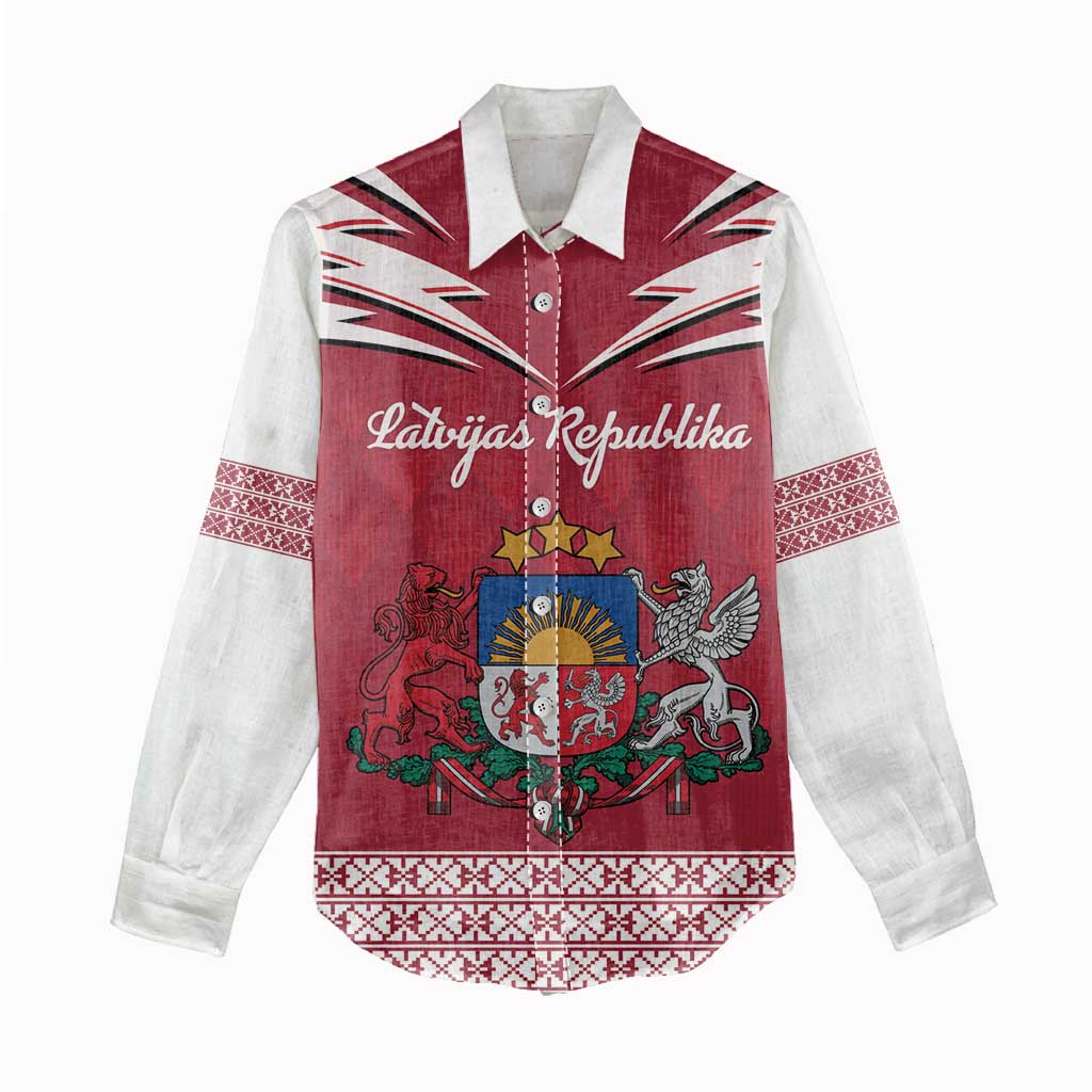 Personalized Latvia Women Casual Shirt Latvijas Republika Folk Pattern