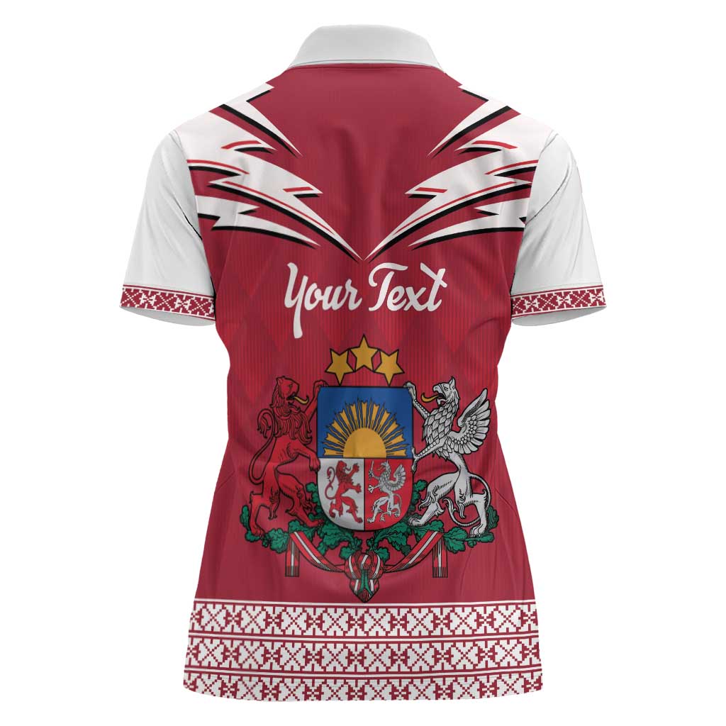 Personalized Latvia Women Polo Shirt Latvijas Republika Folk Pattern