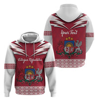 Personalized Latvia Zip Hoodie Latvijas Republika Folk Pattern