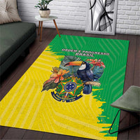 Brazil Coat Of Arms Area Rug With Flag Style - Wonder Print Shop