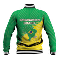 Brazil Coat Of Arms Baseball Jacket With Flag Style - Wonder Print Shop