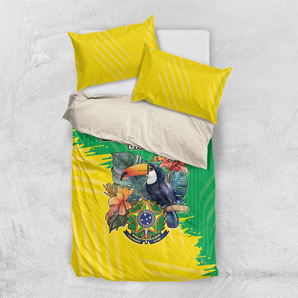 Brazil Coat Of Arms Bedding Set With Flag Style - Wonder Print Shop