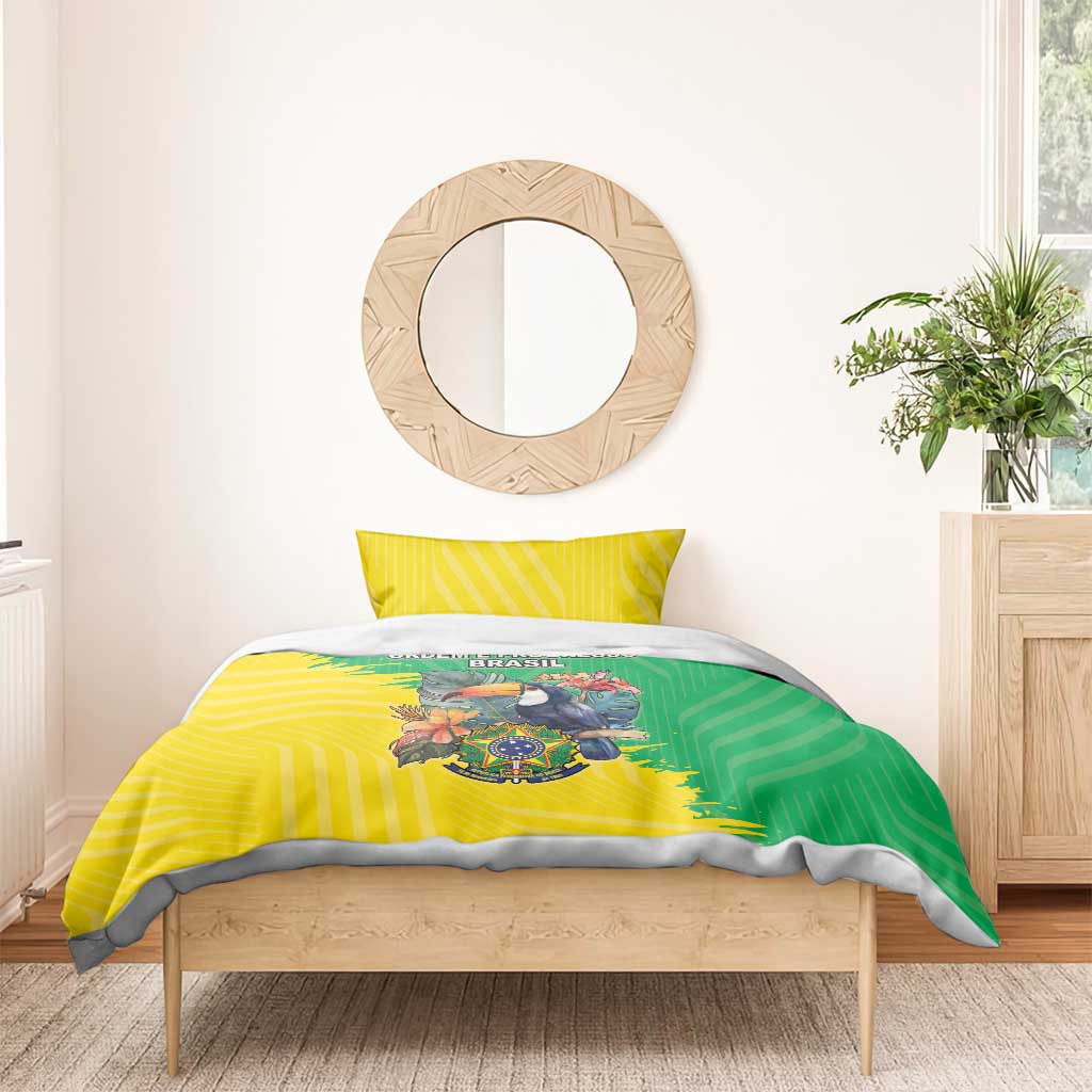 Brazil Coat Of Arms Bedding Set With Flag Style - Wonder Print Shop