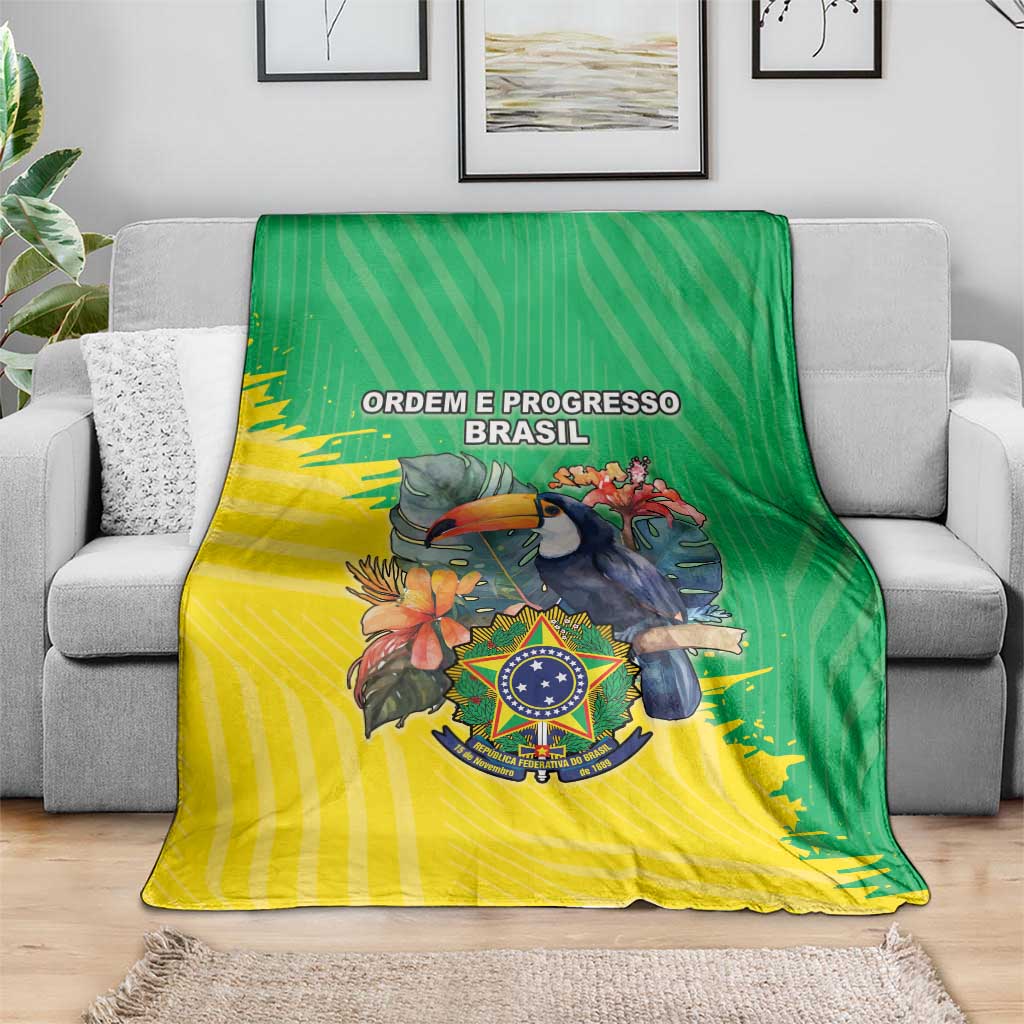 Brazil Coat Of Arms Blanket With Flag Style