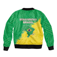 Brazil Coat Of Arms Bomber Jacket With Flag Style - Wonder Print Shop