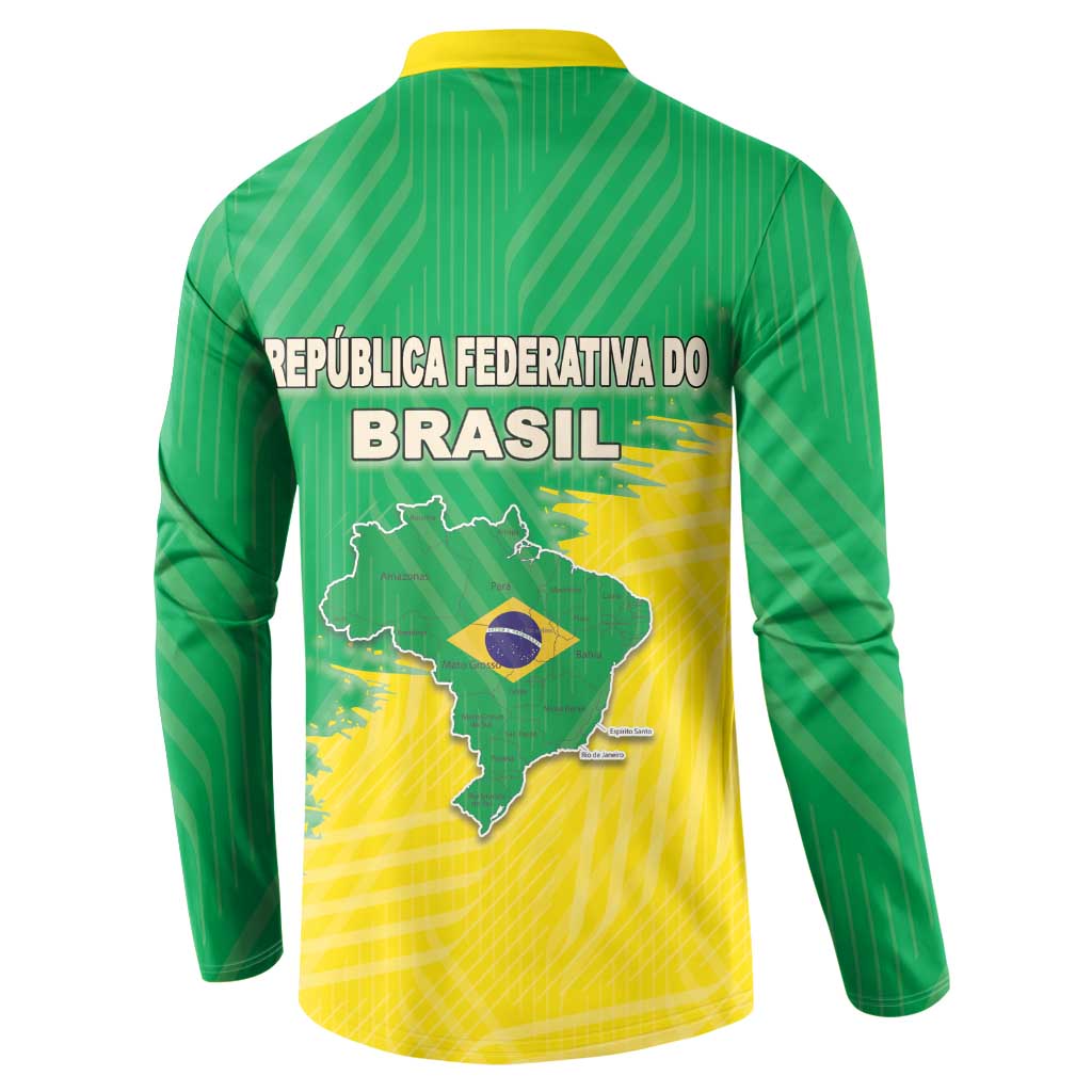 Brazil Coat Of Arms Button Sweatshirt With Flag Style - Wonder Print Shop