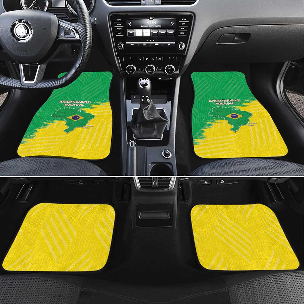 Brazil Coat Of Arms Car Mats With Flag Style - Wonder Print Shop