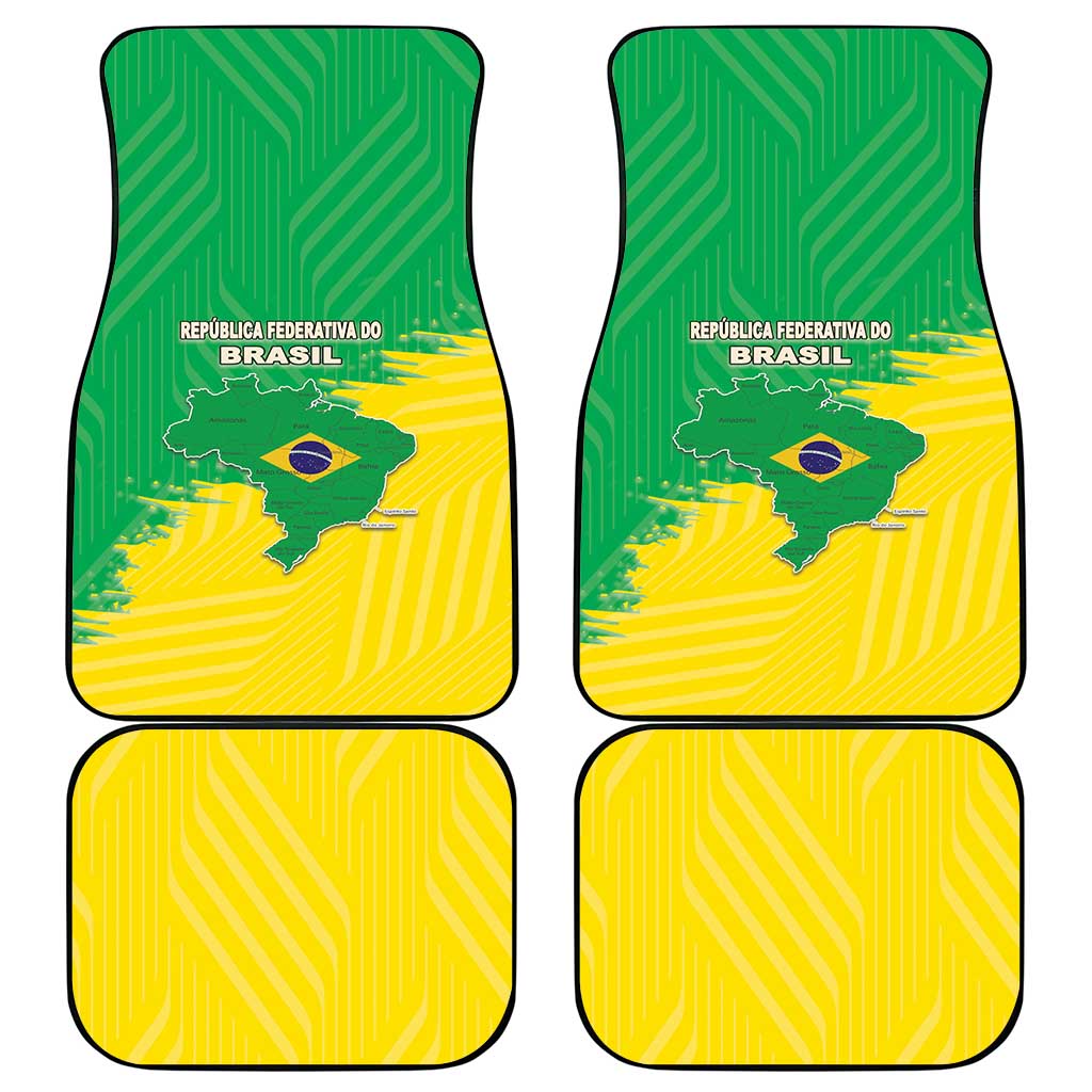Brazil Coat Of Arms Car Mats With Flag Style - Wonder Print Shop