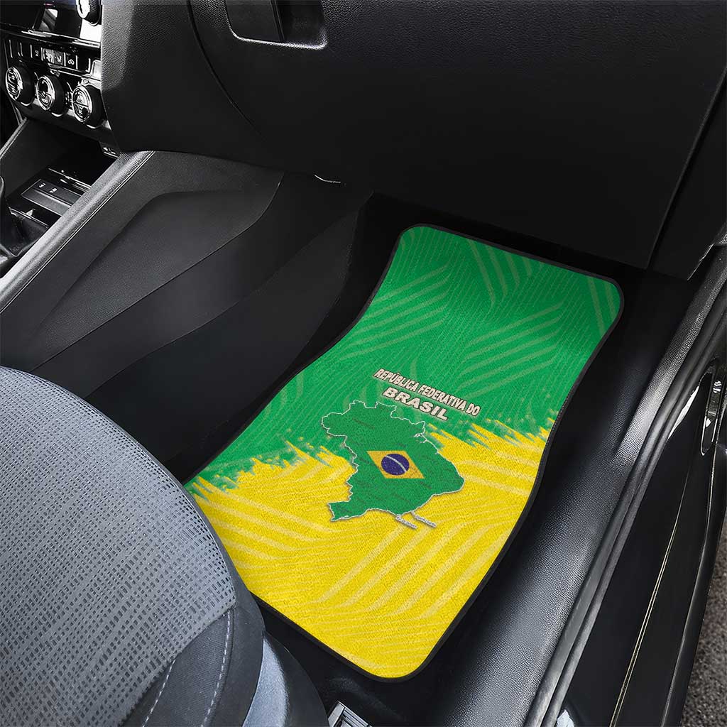 Brazil Coat Of Arms Car Mats With Flag Style - Wonder Print Shop