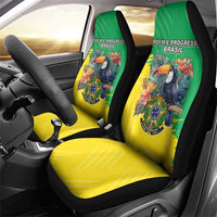 Brazil Coat Of Arms Car Seat Cover With Flag Style - Wonder Print Shop