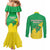 Brazil Coat Of Arms Couples Matching Mermaid Dress and Long Sleeve Button Shirt With Flag Style