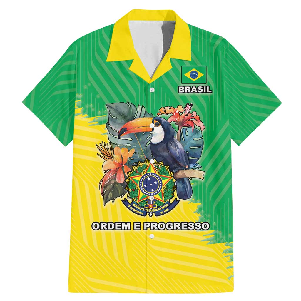 Brazil Coat Of Arms Family Matching Mermaid Dress and Hawaiian Shirt With Flag Style - Wonder Print Shop