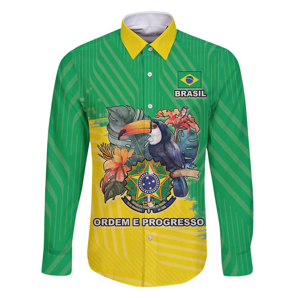 Brazil Coat Of Arms Family Matching Mermaid Dress and Hawaiian Shirt With Flag Style - Wonder Print Shop