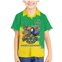 Brazil Coat Of Arms Family Matching Mermaid Dress and Hawaiian Shirt With Flag Style - Wonder Print Shop