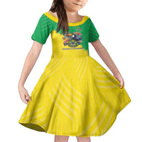 Brazil Coat Of Arms Family Matching Off Shoulder Maxi Dress and Hawaiian Shirt With Flag Style - Wonder Print Shop
