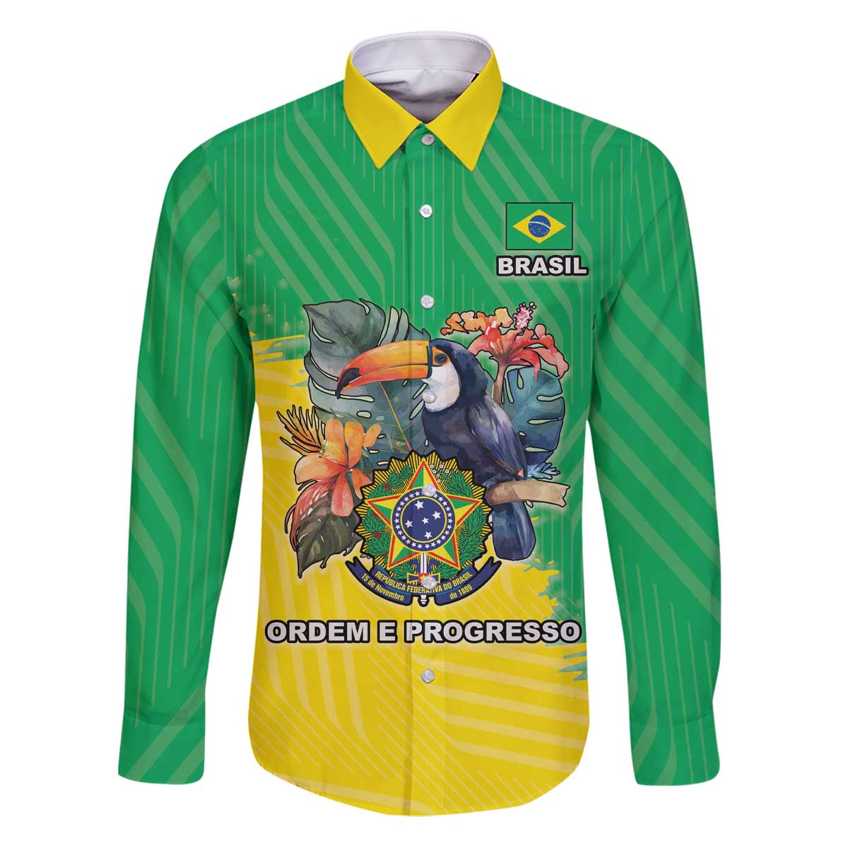 Brazil Coat Of Arms Family Matching Puletasi and Hawaiian Shirt With Flag Style - Wonder Print Shop