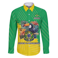 Brazil Coat Of Arms Family Matching Summer Maxi Dress and Hawaiian Shirt With Flag Style - Wonder Print Shop