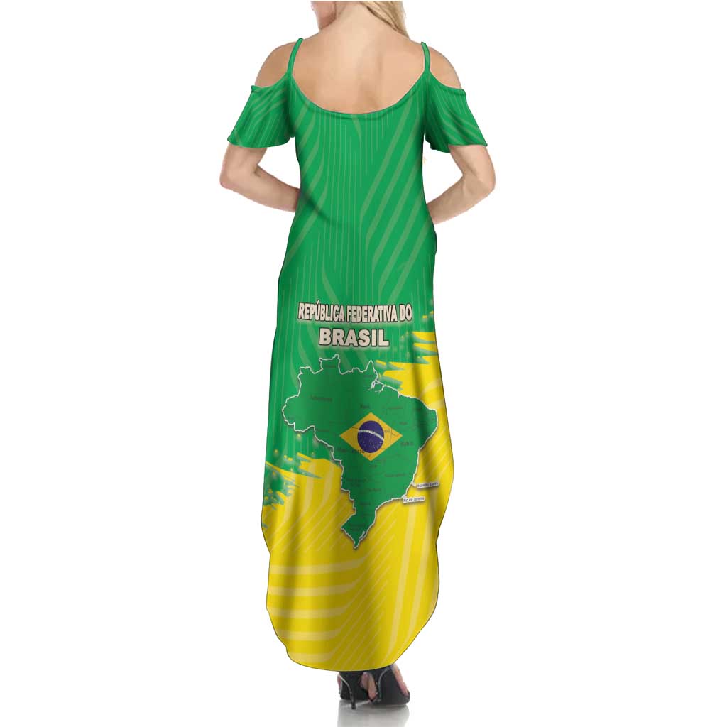 Brazil Coat Of Arms Family Matching Summer Maxi Dress and Hawaiian Shirt With Flag Style - Wonder Print Shop