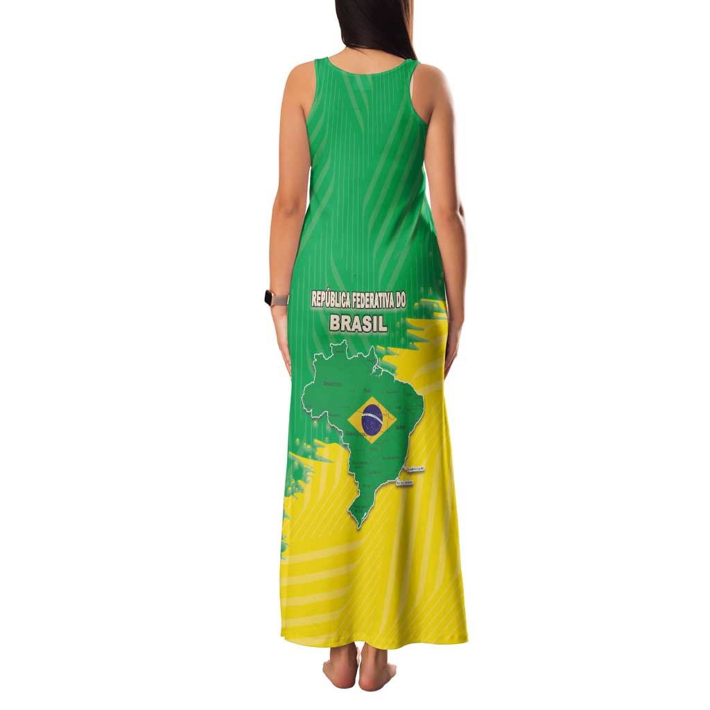 Brazil Coat Of Arms Family Matching Tank Maxi Dress and Hawaiian Shirt With Flag Style - Wonder Print Shop
