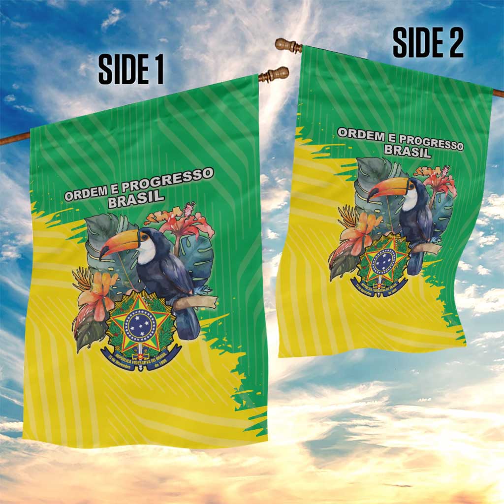 Brazil Coat Of Arms Garden Flag With Flag Style - Wonder Print Shop