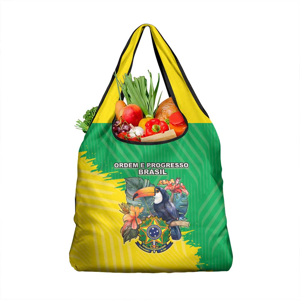 Brazil Coat Of Arms Grocery Bag With Flag Style