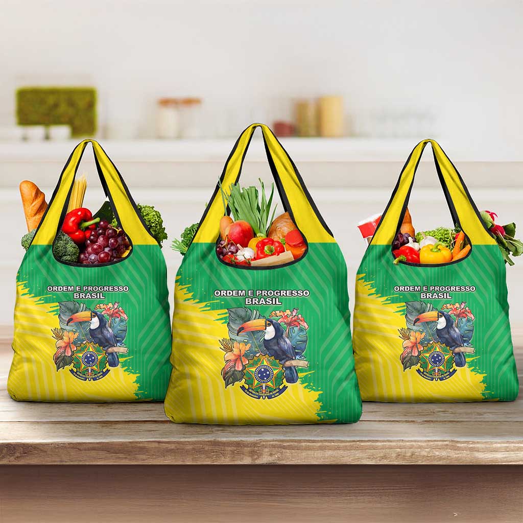 Brazil Coat Of Arms Grocery Bag With Flag Style