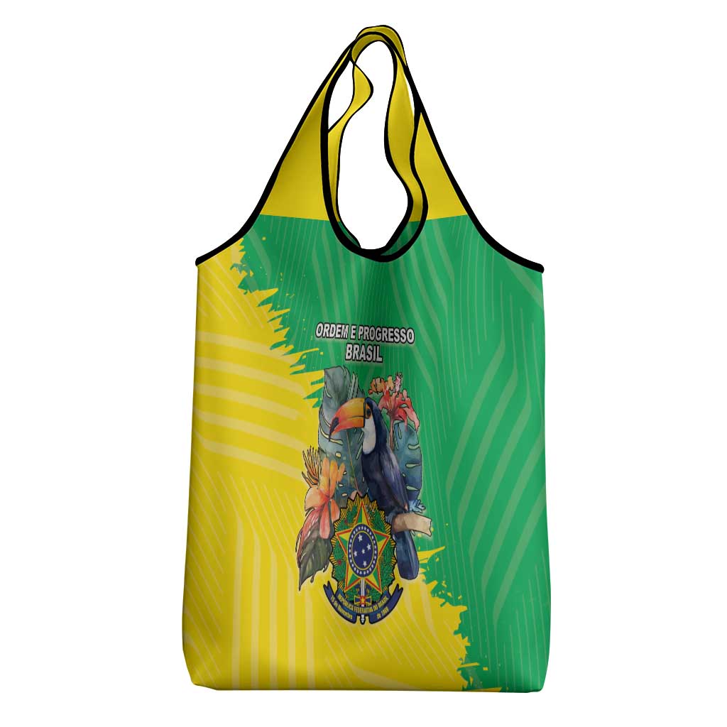 Brazil Coat Of Arms Grocery Bag With Flag Style