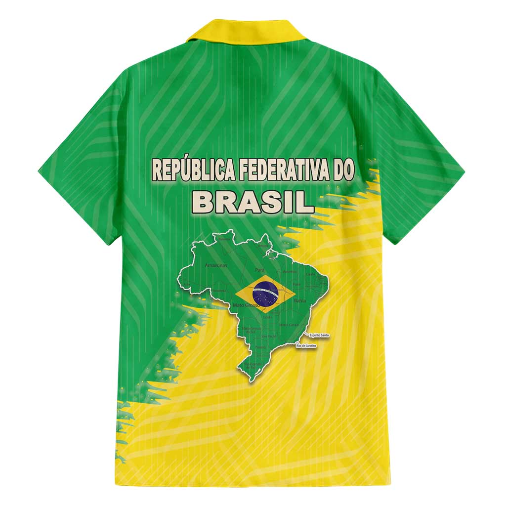 Brazil Coat Of Arms Hawaiian Shirt With Flag Style - Wonder Print Shop