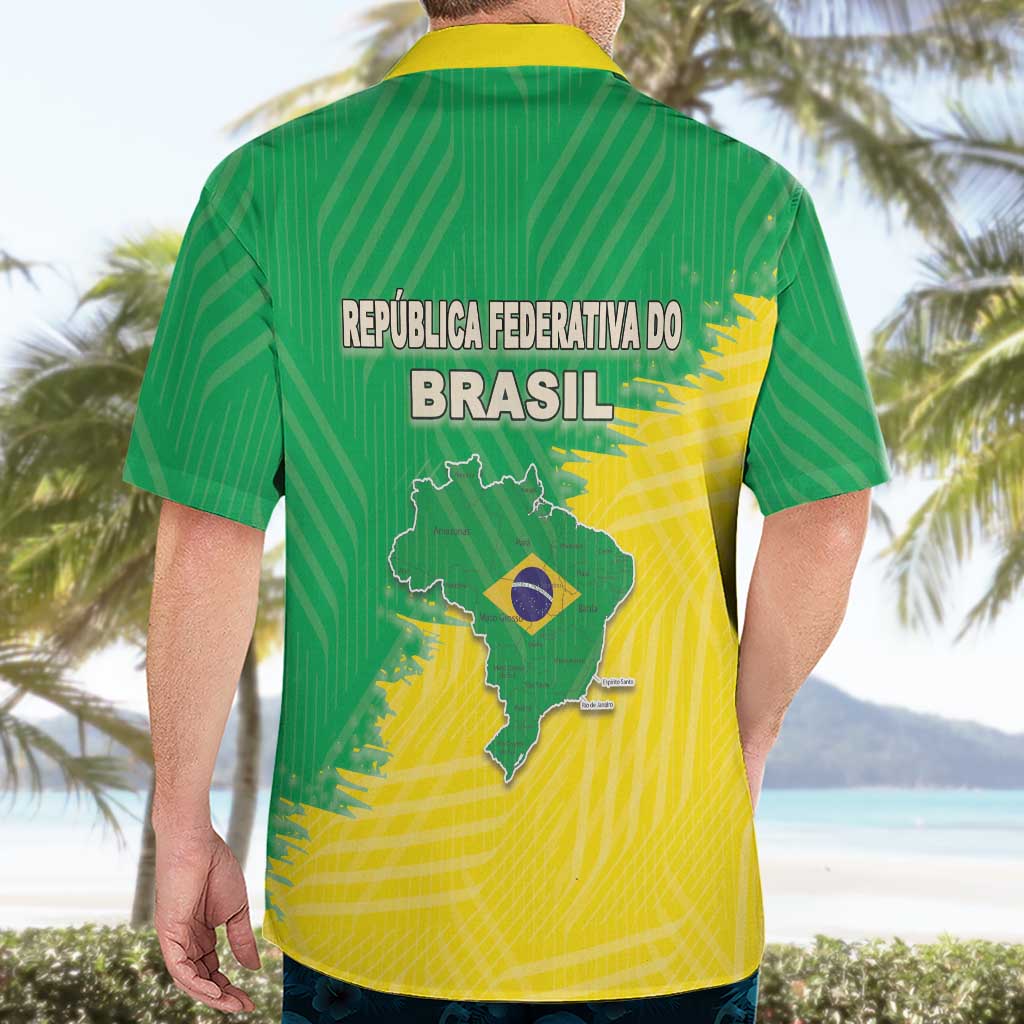 Brazil Coat Of Arms Hawaiian Shirt With Flag Style - Wonder Print Shop