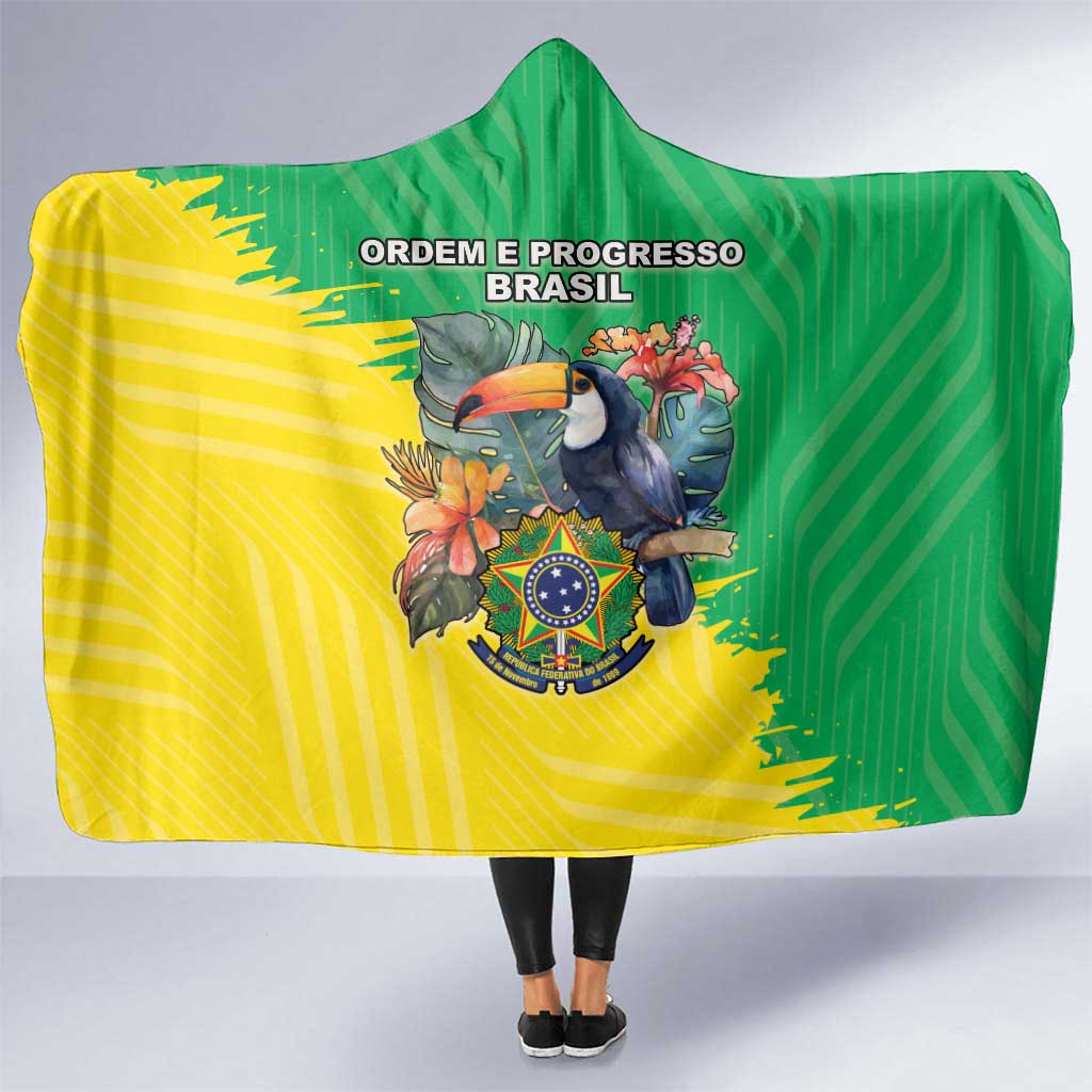 Brazil Coat Of Arms Hooded Blanket With Flag Style