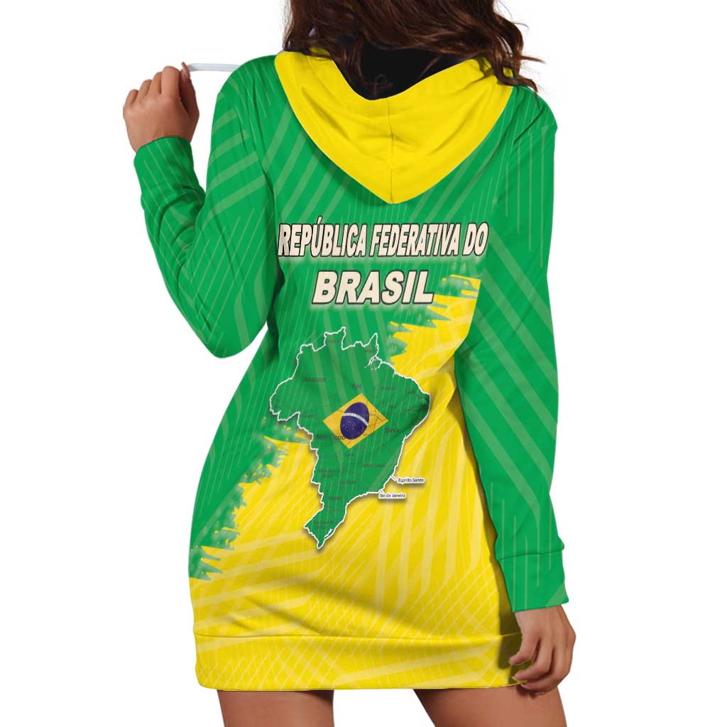 Brazil Coat Of Arms Hoodie Dress With Flag Style - Wonder Print Shop