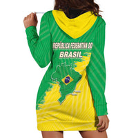 Brazil Coat Of Arms Hoodie Dress With Flag Style - Wonder Print Shop