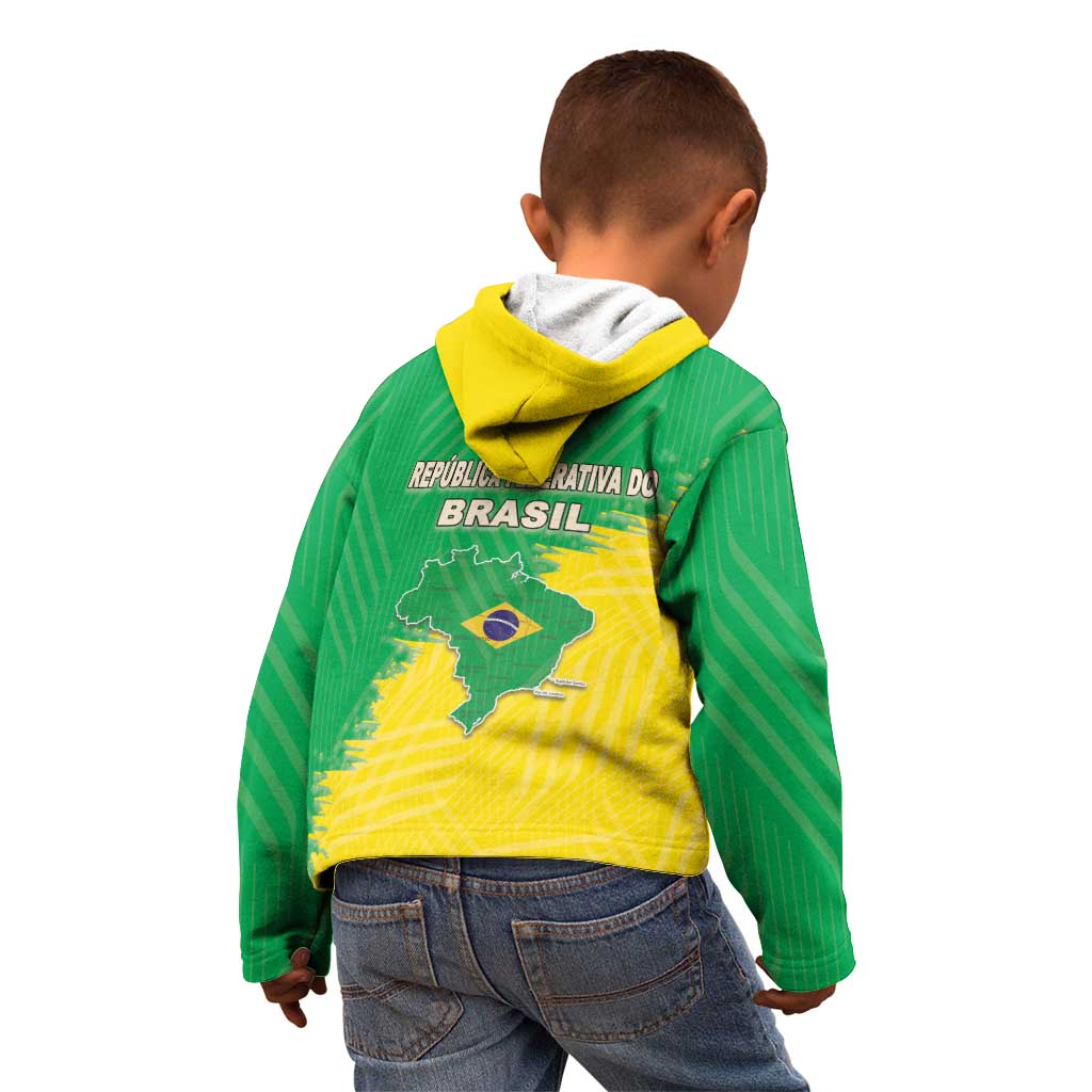 Brazil Coat Of Arms Kid Hoodie With Flag Style - Wonder Print Shop