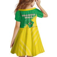 Brazil Coat Of Arms Kid Short Sleeve Dress With Flag Style - Wonder Print Shop