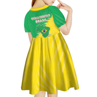 Brazil Coat Of Arms Kid Short Sleeve Dress With Flag Style - Wonder Print Shop