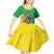 Brazil Coat Of Arms Kid Short Sleeve Dress With Flag Style - Wonder Print Shop