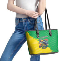 Brazil Coat Of Arms Leather Tote Bag With Flag Style - Wonder Print Shop