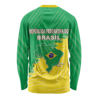 Brazil Coat Of Arms Long Sleeve Shirt With Flag Style - Wonder Print Shop