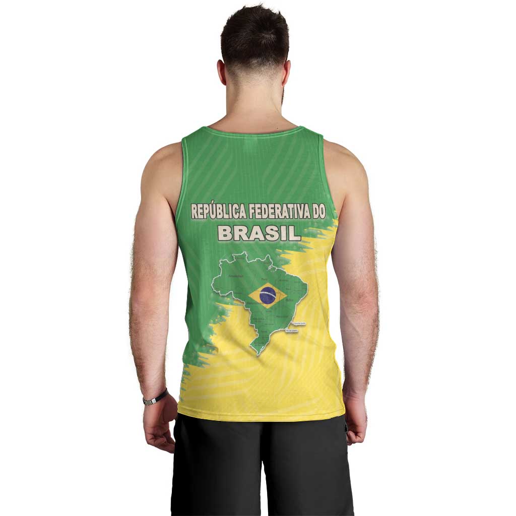 Brazil Coat Of Arms Men Tank Top With Flag Style - Wonder Print Shop