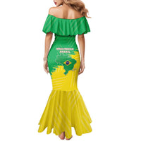 Brazil Coat Of Arms Mermaid Dress With Flag Style - Wonder Print Shop