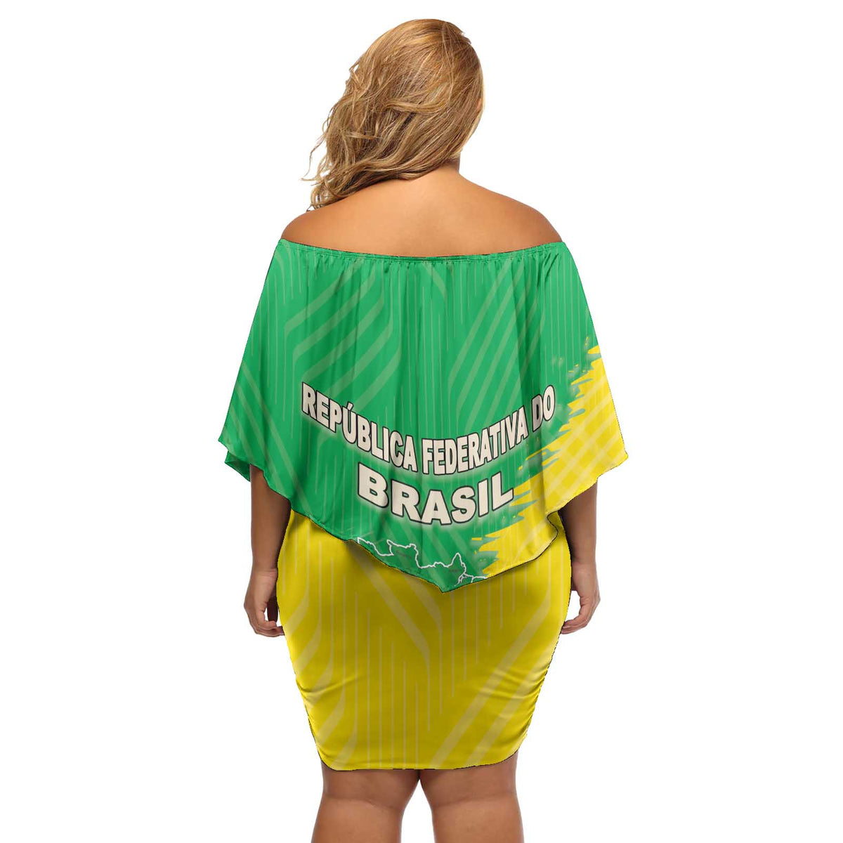 Brazil Coat Of Arms Off Shoulder Short Dress With Flag Style - Wonder Print Shop