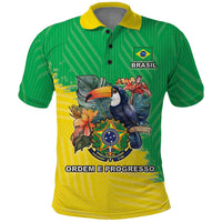 Brazil Coat Of Arms Polo Shirt With Flag Style - Wonder Print Shop