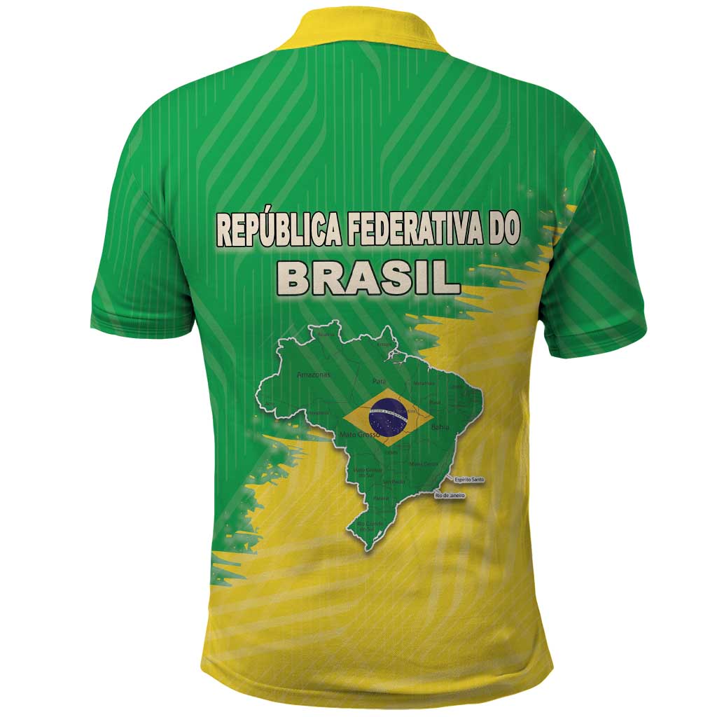 Brazil Coat Of Arms Polo Shirt With Flag Style - Wonder Print Shop