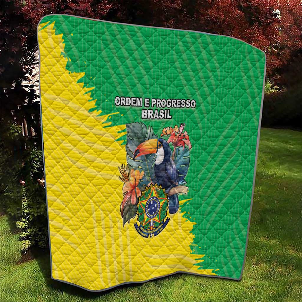 Brazil Coat Of Arms Quilt With Flag Style - Wonder Print Shop