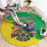 Brazil Coat Of Arms Round Carpet With Flag Style